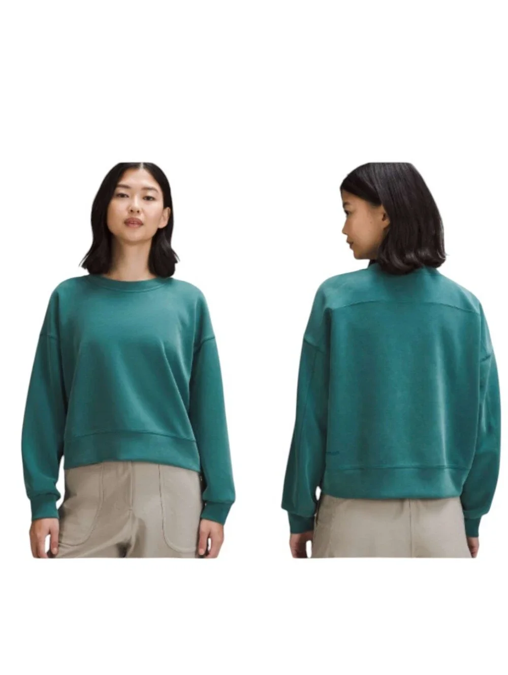Lululemon Softstreme Perfectly Oversized Cropped Crew Teal Dark Blue Green 6
